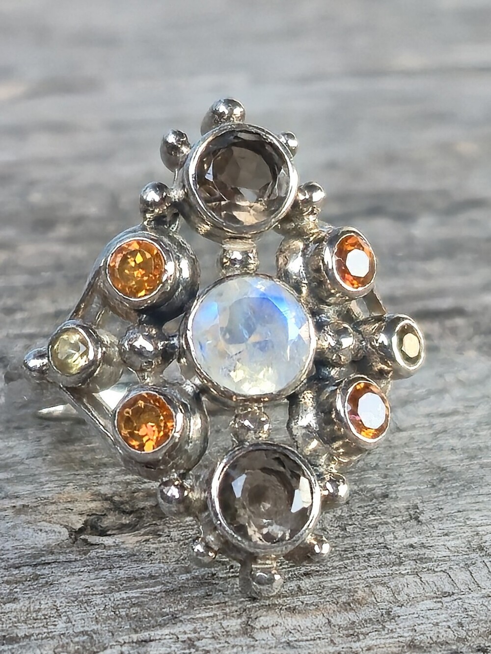 Nicky Butler Designer 925 Sterling Silver Smoky Quartz Citrine Honey Topaz Ring